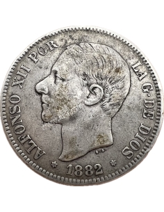 5 Pesetas 1881(82) Alfonso XII Ισπανία