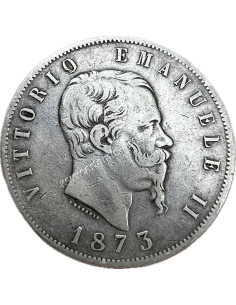 5 Lire 1873 M BN Vittorio Emanuele II Ιταλία