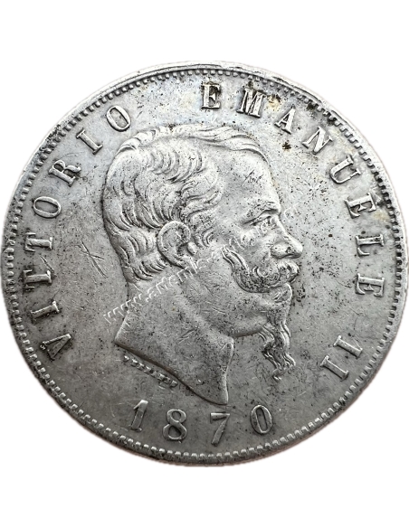 5 Lire 1870 M BN Vittorio Emanuele II Ιταλία