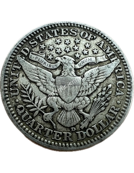 25 Cents 1916 D XF+ Barber Quarter