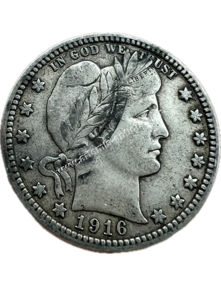 25 Cents 1916 D XF+ Barber Quarter