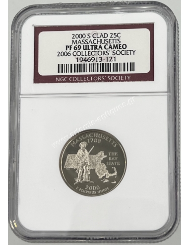 2000 S Clad 25 cents Massachusetts NGC PF 69 Ultra Cameo 2006 Collectors Society