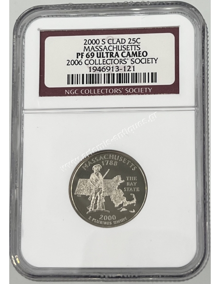 2000 S Clad 25 cents Massachusetts NGC PF 69 Ultra Cameo 2006 Collectors Society