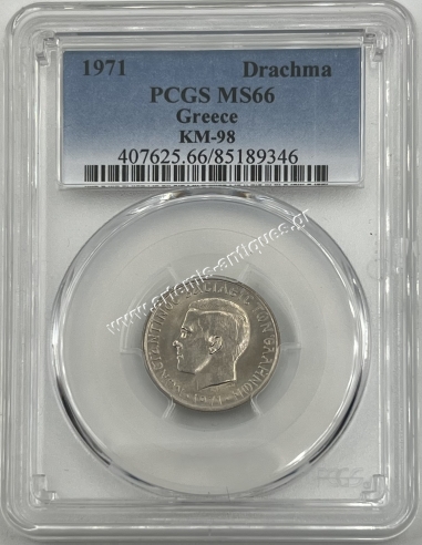 1 Δραχμή 1971 Κωνσταντίνος Β PCGS MS66