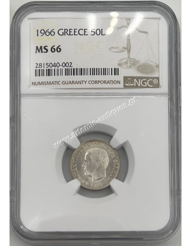 50 Λεπτά 1966 Κωνσταντίνος Β NGC MS66