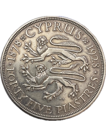 45 Piastres 1928 George V Cyprus