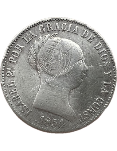 10 Reales 1854 Isabel II Spain