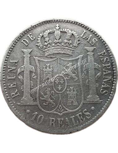 10 Reales 1854 Isabel II Spain