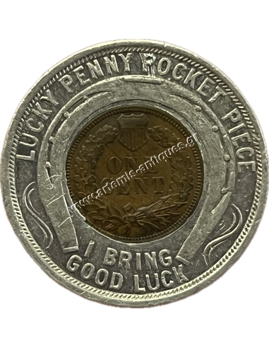 Good Luck Souvenir Jamestown Exposition 1607-1907, Lucky Penny Pocket Piece, Encased Indian Head Cent Μάρκα