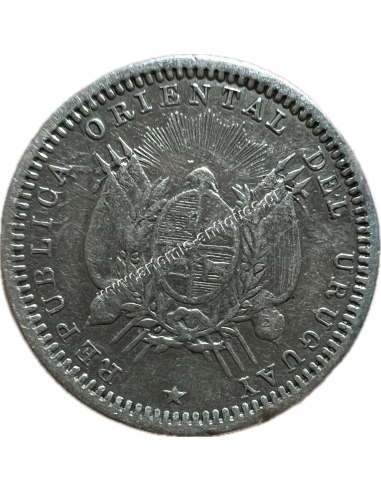 10 Centesimos 1893 Uruguay Double Stricke "3 on 3"