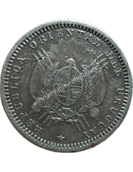 10 Centesimos 1893 Uruguay Double Stricke "3 on 3"