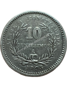10 Centesimos 1893 Uruguay Double Stricke "3 on 3" 2