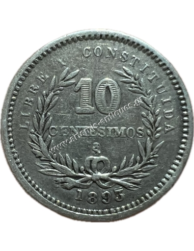 10 Centesimos 1893 Uruguay Double Stricke "3 on 3"