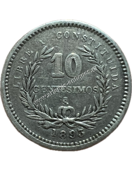 10 Centesimos 1893 Uruguay Double Stricke "3 on 3"