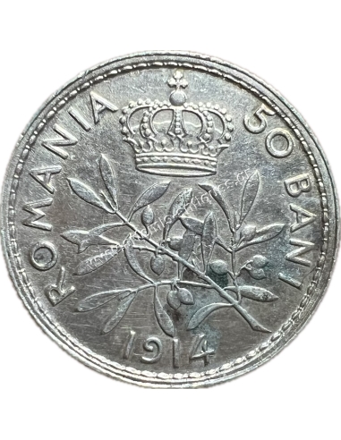 50 Bani 1914 AU-UNC Flat edge Carol I Romania