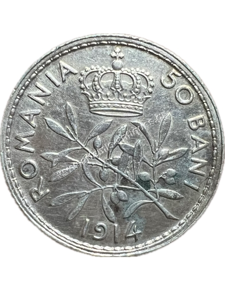 50 Bani 1914 AU-UNC Flat edge Carol I Romania