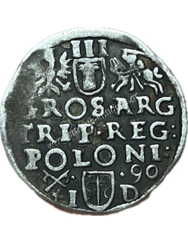 Trojak / 3 Grosze 1590 Sigismund III Vasa Poznań Polish Lithuanian Commonwealth