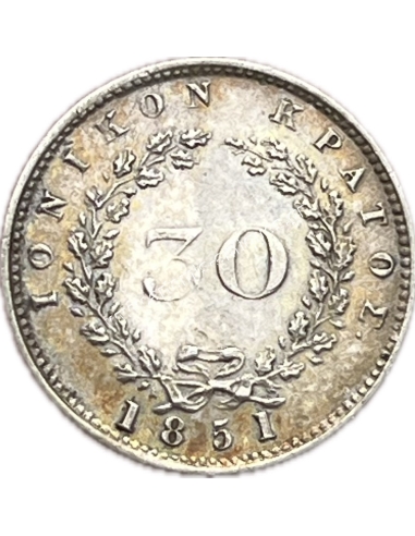 30 Lepta 1851 Victoria Ionian State XF+