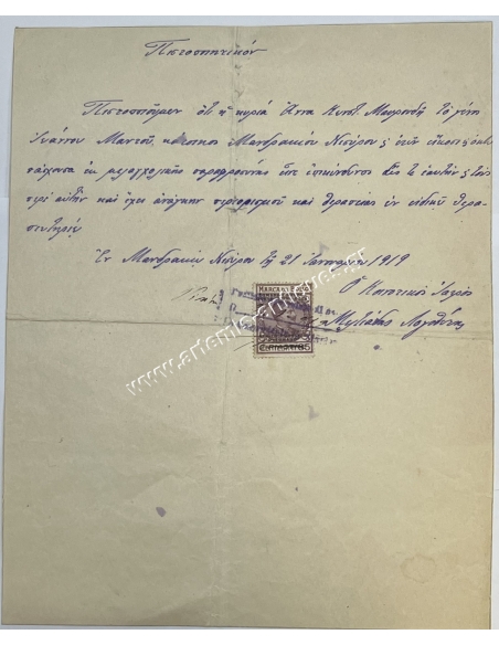 Πιστοποιητικό παραφροσύνης 1919 Νίσυρος, Ιταλικό χαρτόσημο