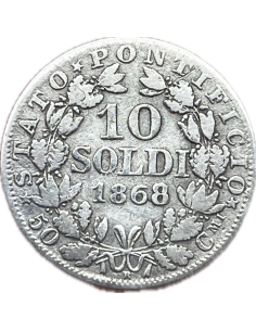 10 Soldi / 50 Centesimi 1868 Pius IX Παπικά Κράτη 2