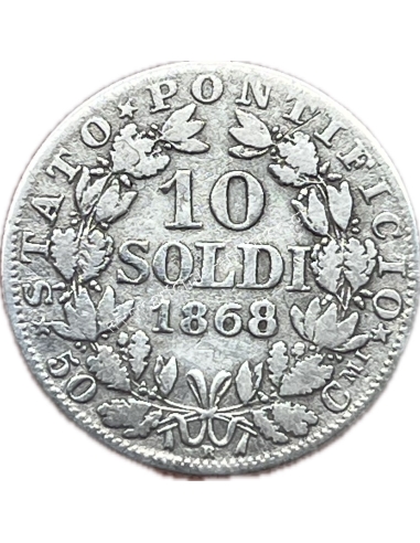 10 Soldi / 50 Centesimi 1868 Pius IX Παπικά Κράτη