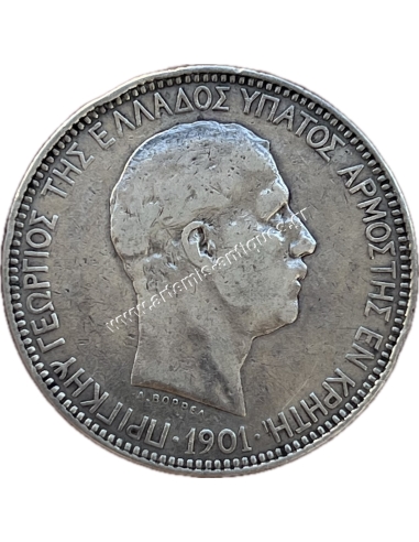 5 Drachmas 1901 Prince George Cretan State