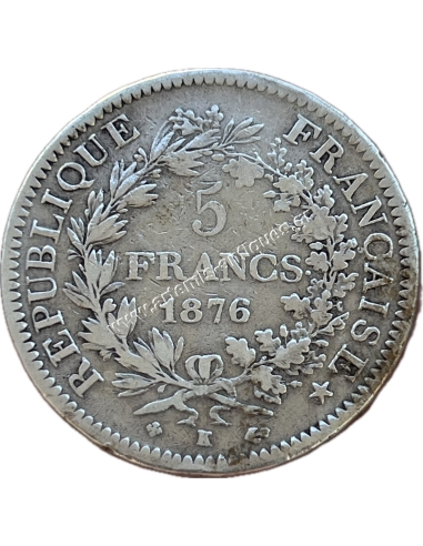 5 Francs 1876 K Γαλλία Σπάνιο
