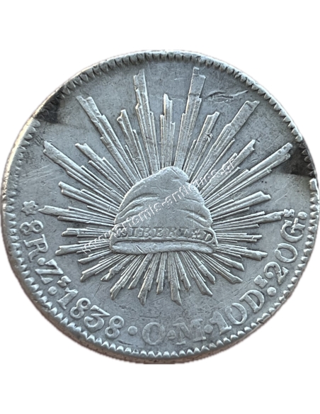 8 Reales 1838 ZS OM Mexico XF+