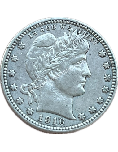 1/4 Dollar 1916 D Barber Quarter