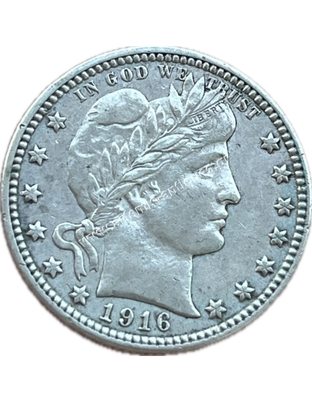 1/4 Dollar 1916 D Barber Quarter