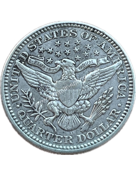 1/4 Dollar 1916 D Barber Quarter