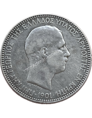5 Drachmas 1901 Prince George Cretan State