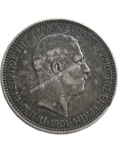 5 Δραχμές 1901 Πρίγκηπας Γεώργιος Κρητική Πολιτεία