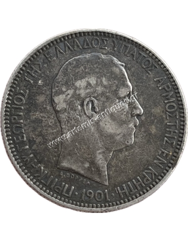 5 Drachmas 1901 Prince George Cretan State