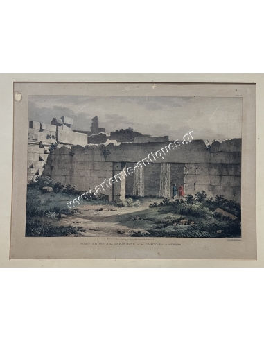 West Front of the Great Gate of the Propylea at Athens, Coloured Aquatint, Edward Dodwell, C. Hullmandel