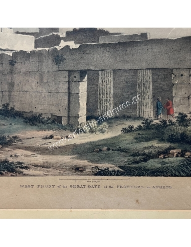 West Front of the Great Gate of the Propylea at Athens, Coloured Aquatint, Edward Dodwell, C. Hullmandel