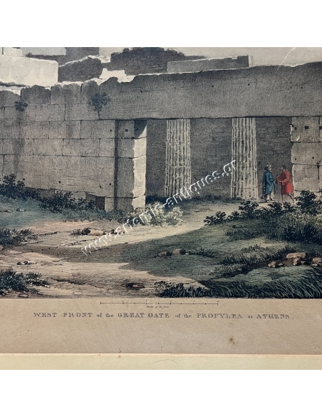 West Front of the Great Gate of the Propylea at Athens, Coloured Aquatint, Edward Dodwell, C. Hullmandel