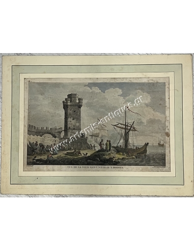 Vue de la Tour Saint Nicolas a Rhodes, C. Weisbrod, F. Dequevauviller
