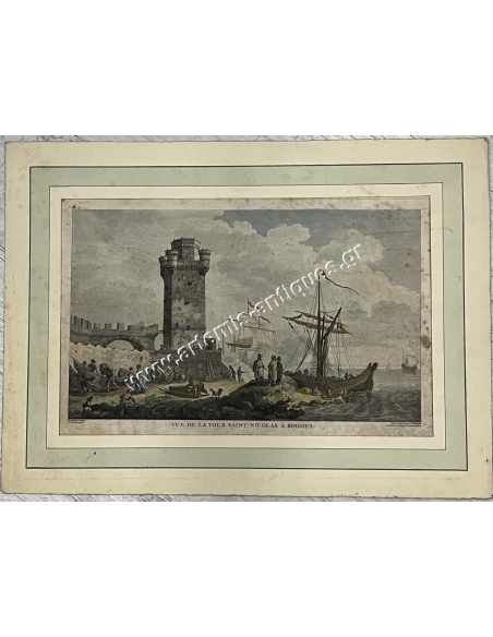Vue de la Tour Saint Nicolas a Rhodes, C. Weisbrod, F. Dequevauviller