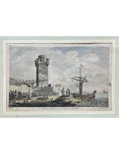 Vue de la Tour Saint Nicolas a Rhodes, C. Weisbrod, F. Dequevauviller