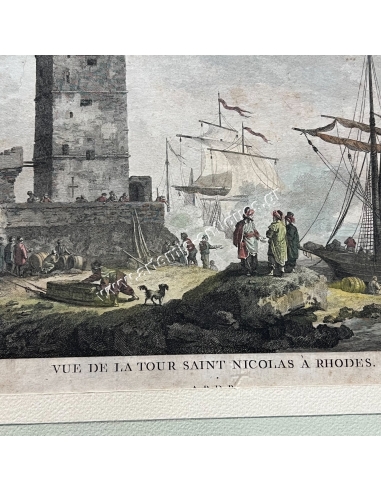Vue de la Tour Saint Nicolas a Rhodes, C. Weisbrod, F. Dequevauviller