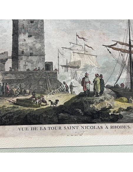 Vue de la Tour Saint Nicolas a Rhodes, C. Weisbrod, F. Dequevauviller