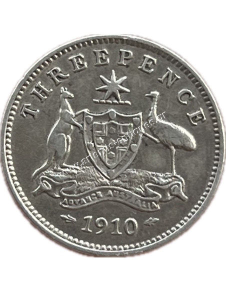 3 Pence 1910 Edward VII Αυστραλία XF