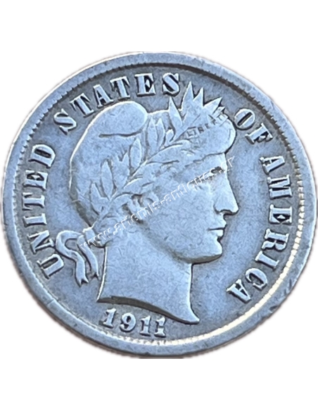 10 Cents 1911 Barber Dime XF+