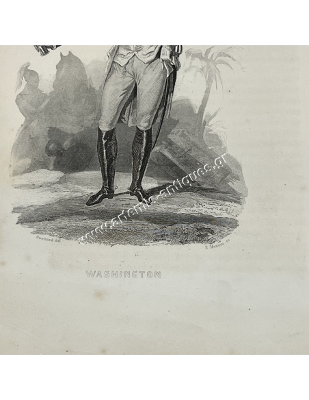Washington ,19th century engraving by Ernest Monnin