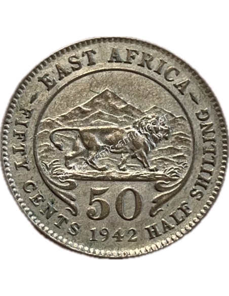 50 Cents 1942 George VI East Africa AU-UNC