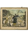 The Bishop Paleon Patron Germanos raises the flag of the Revolution. Chromolithography by S. Christidis