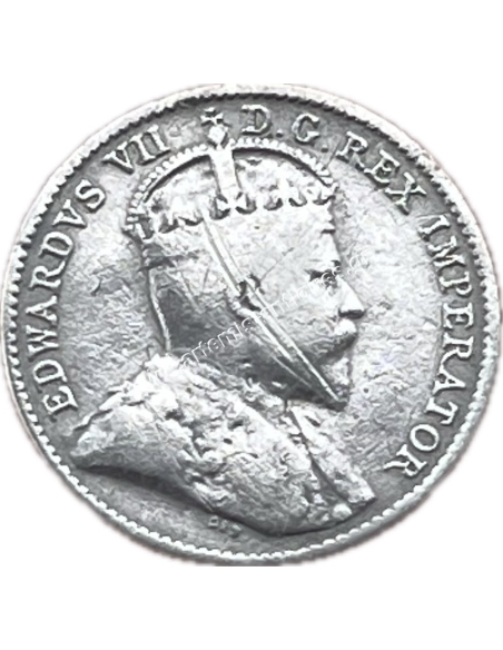5 Cents 1910 Leaves with pointed ends Edward VII Canada