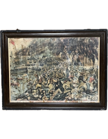 The Tragic Panorama of the Massacres and Arson of Smyrna August 1922, Chromolithograph by S. Christidis