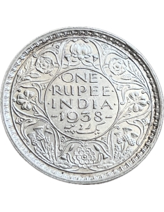 1 Rupee 1938 without dot George VI Βρετανική Ινδία UNC 2